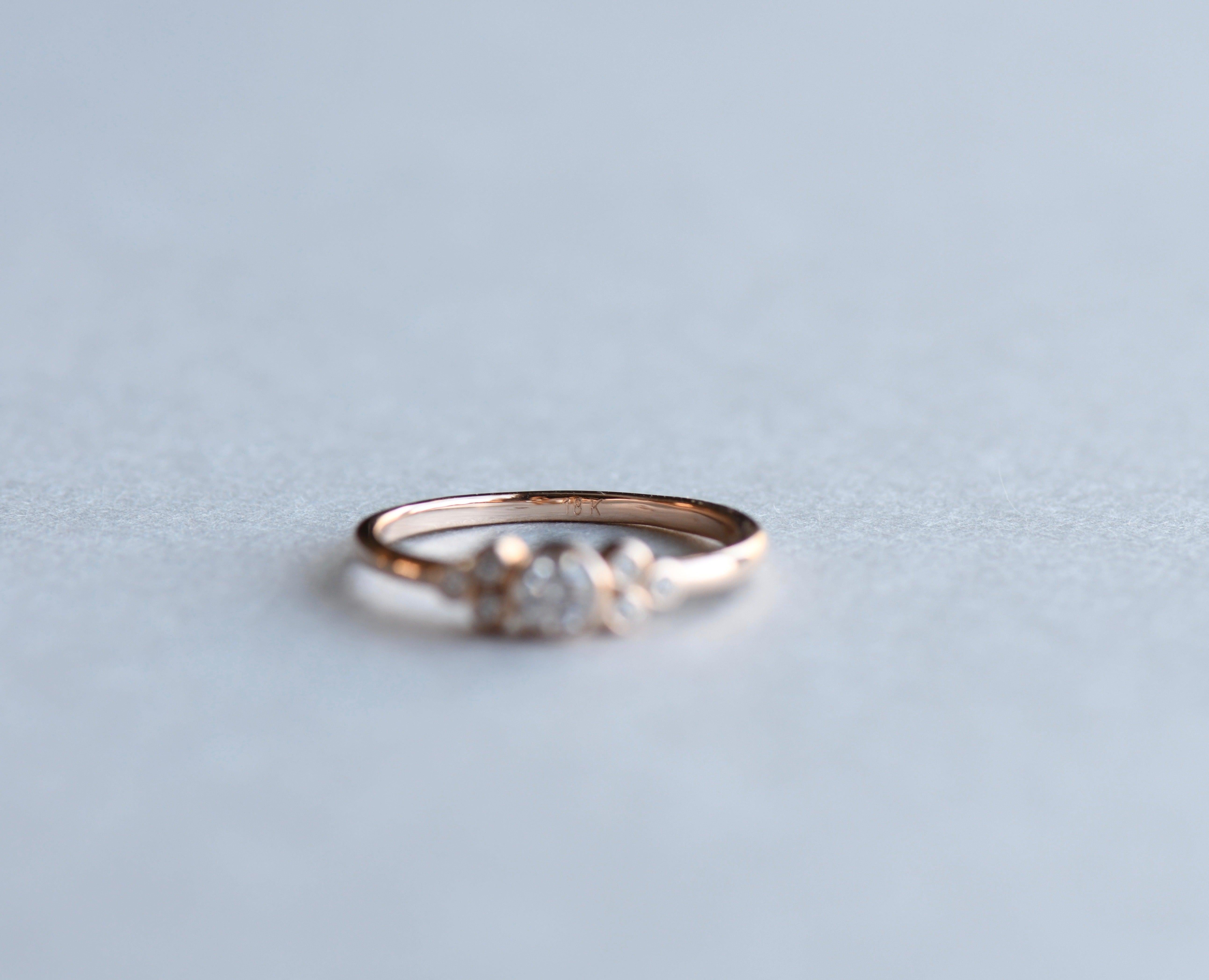 For Sale:  0.2 Carat Diamond Ring, 18 Karat Cluster Ring, Bezel Ring, Engagement Ring 6