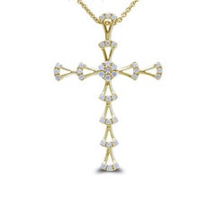 0.2 Carat Diamonds Cross Pendant in 14K Yellow Gold