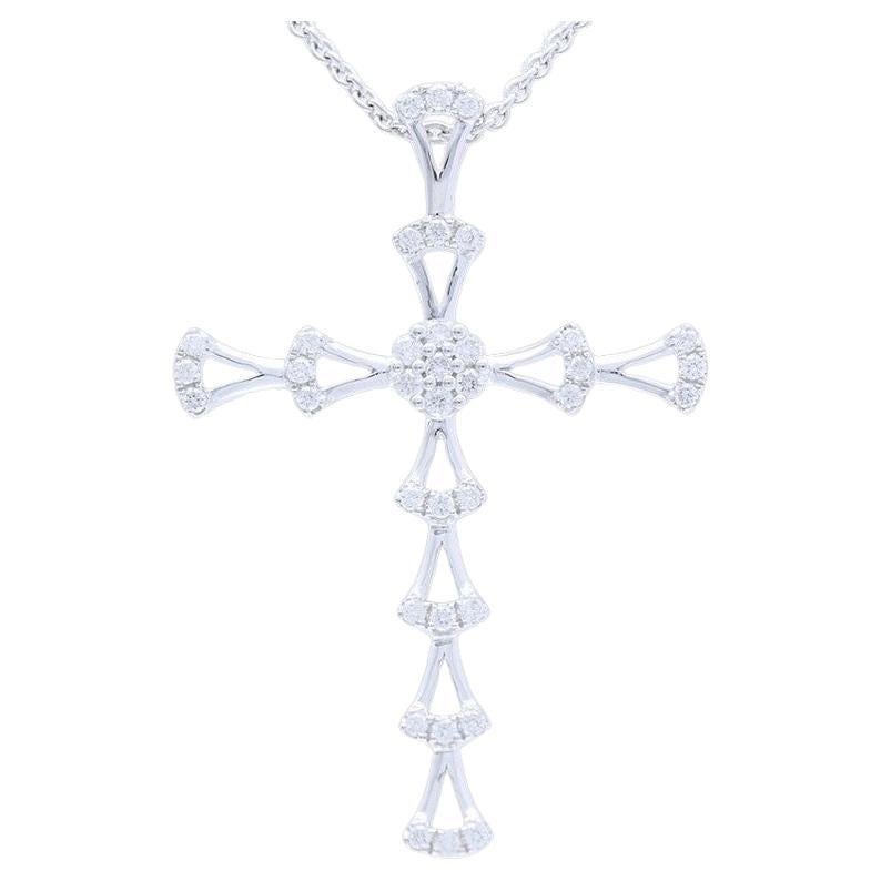0.2 Karat Diamanten-Kreuz-Anhänger aus 18 Karat Weißgold
