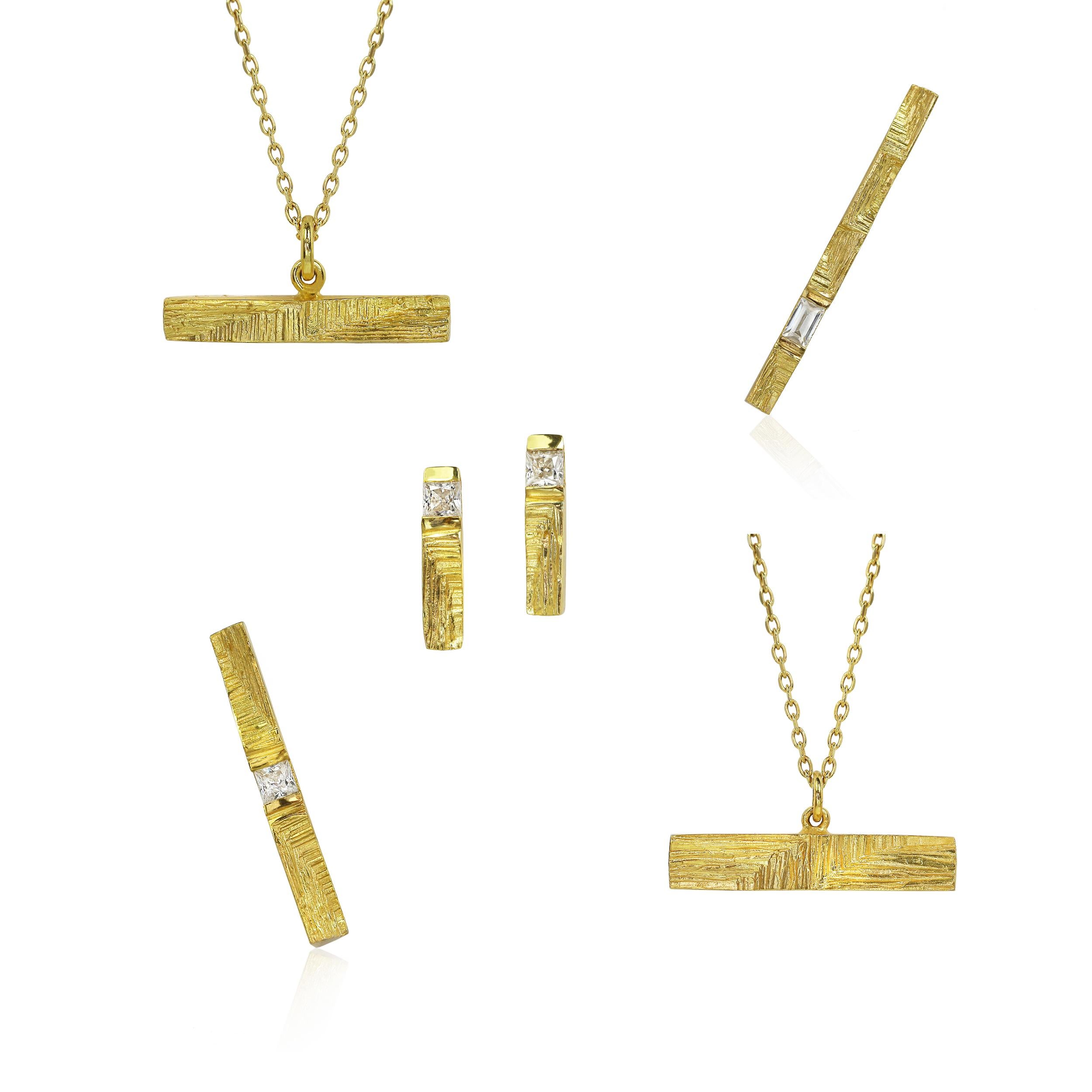 0,2 Karat Prinzessinnenschliff Weißer Diamant 18k Gold Modernist Statement Solo Ohrring im Zustand „Neu“ im Angebot in London, England