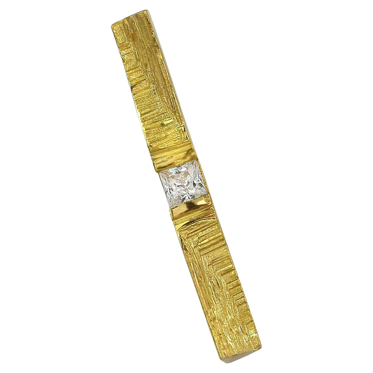 0,2 Quilates Diamante Blanco Corte Princesa Oro 18k Pendiente Solo Modernista de Declaración