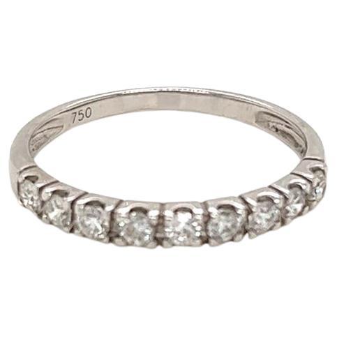 0.2 Carat Round Brilliant Diamond Half-Eternity Ring in 18 Karat White Gold For Sale