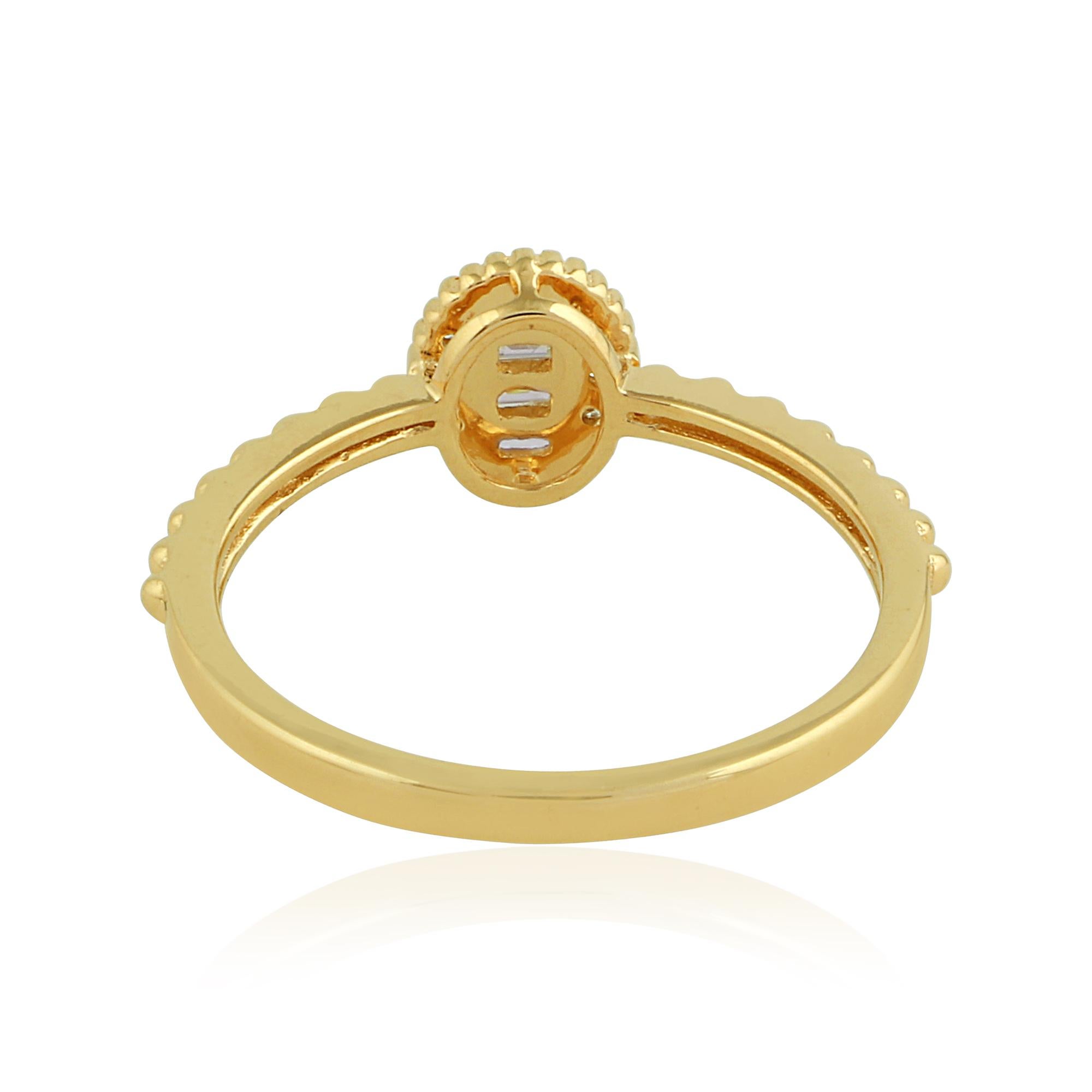 For Sale:  0.2 Carat SI Clarity HI Color Baguette Diamond Promise Ring 18 Karat Yellow Gold 2
