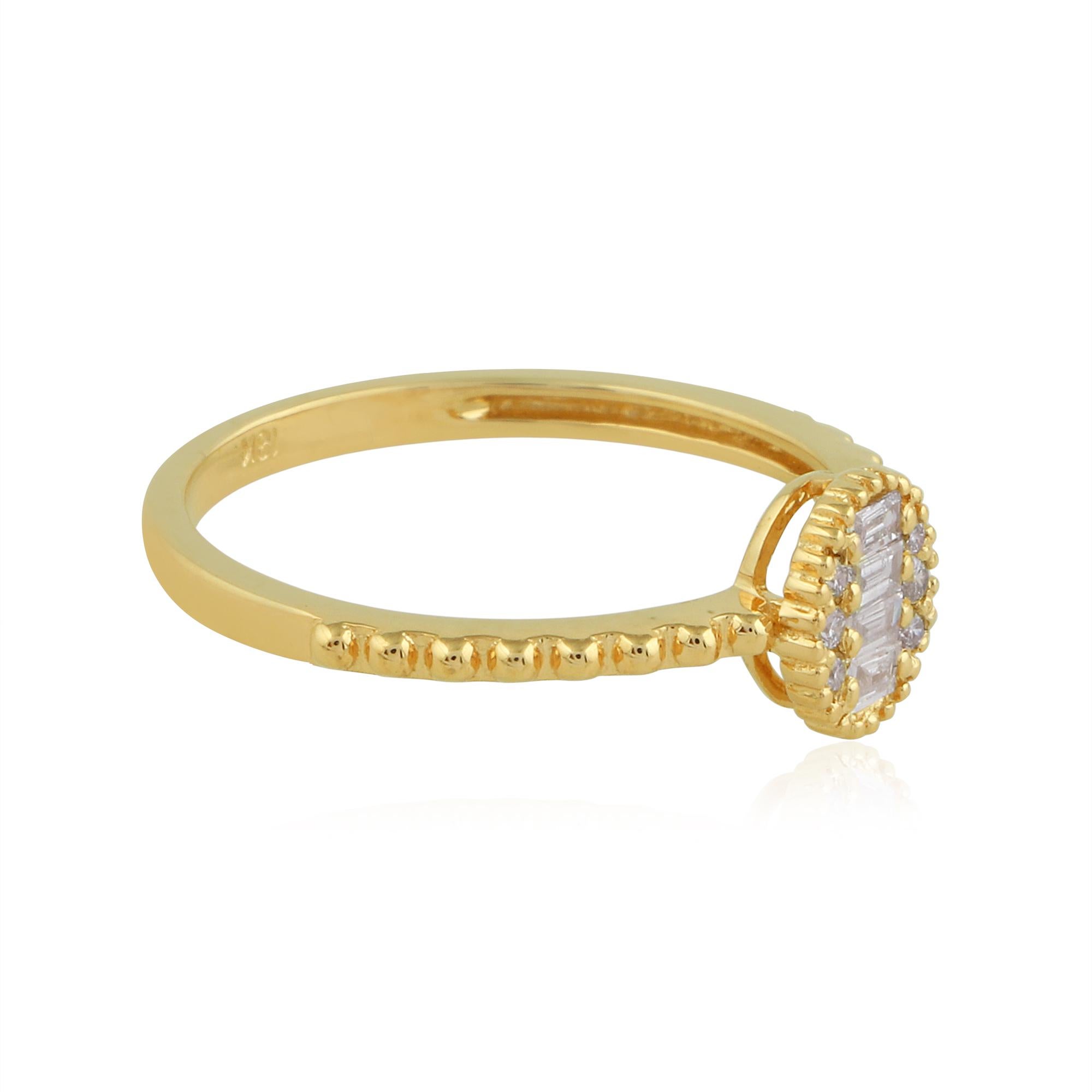 For Sale:  0.2 Carat SI Clarity HI Color Baguette Diamond Promise Ring 18 Karat Yellow Gold 3