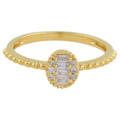 Bague de promesse en diamant baguette de 0,2 carat, pureté SI, couleur HI, en or jaune 18 carats