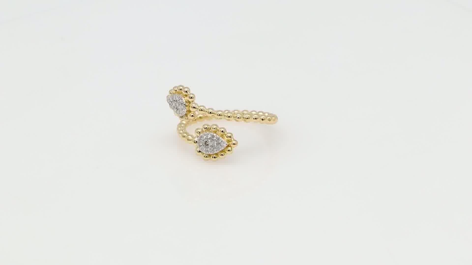 in vendita:  0,2 Carati SI Chiarezza HI Colore Diamante 14 Carati Oro Giallo Anello Bypass Aperto 3