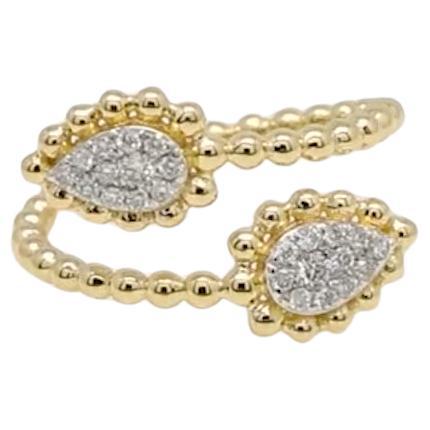 En vente :  0.2 Carat SI Clarity HI Color Diamond Bague ouverte Bypass en or jaune 18 carats 7