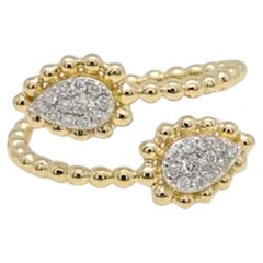 0.2 Carat SI Clarity HI Color Diamond Bague ouverte Bypass en or jaune 18 carats