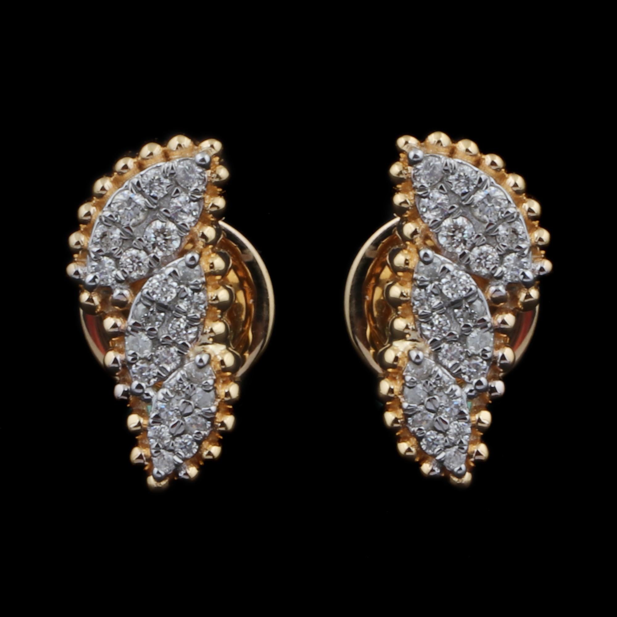 Modern 0.2 Carat SI Clarity HI Color Diamond Stud Earrings 18 Karat Yellow Gold Jewelry For Sale