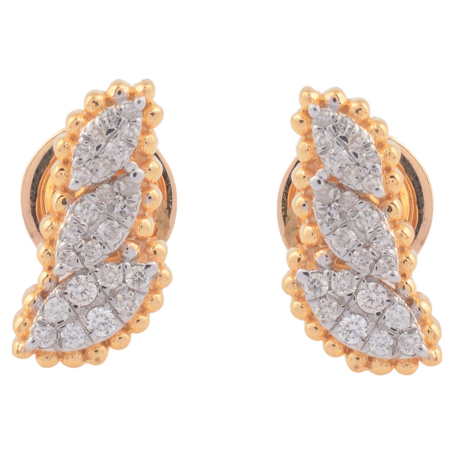 0.2 Carat SI Clarity HI Color Diamond Stud Earrings 18 Karat Yellow Gold Jewelry For Sale