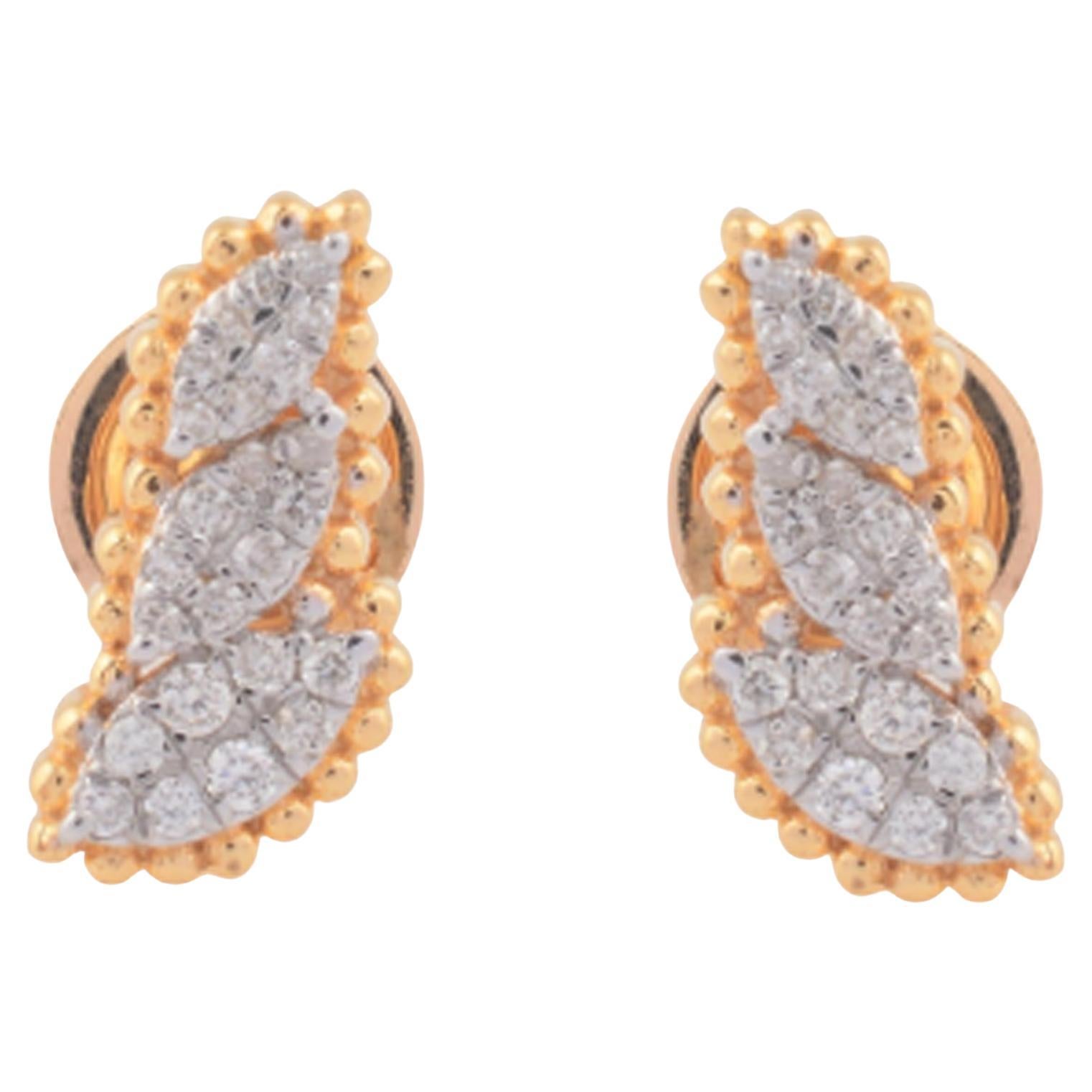 Clous d'oreilles en diamant de 0,2 carat, pureté SI, couleur HI, en or jaune 18 carats.