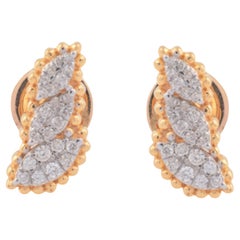 Clous d'oreilles en diamant de 0,2 carat, pureté SI, couleur HI, en or jaune 18 carats.