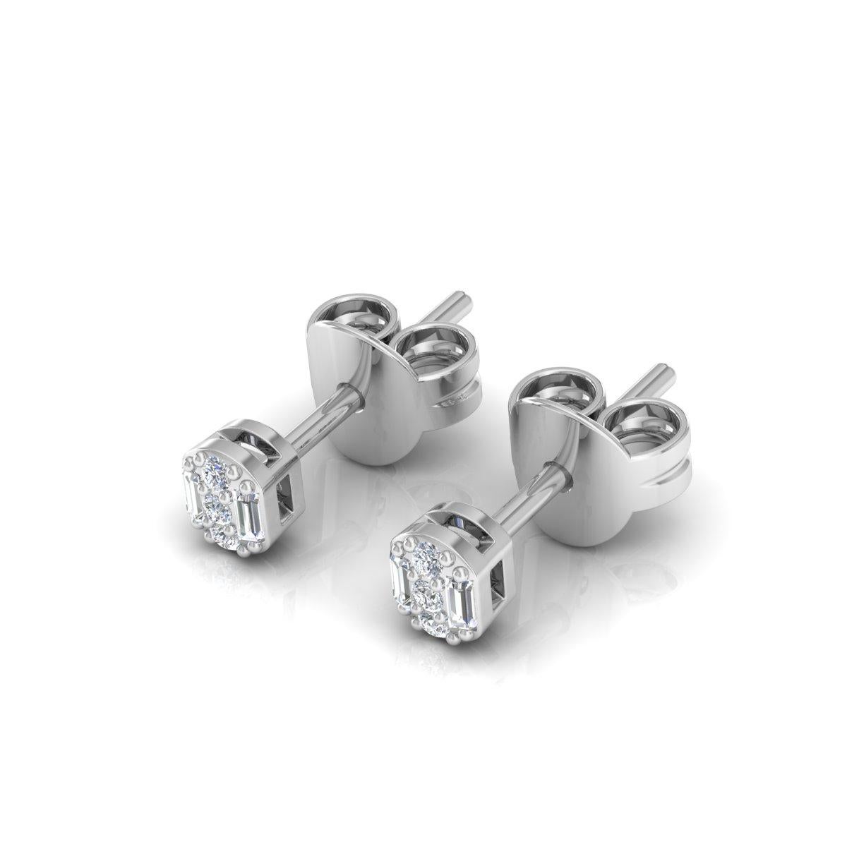 0.2 Carat SI Clarity HI Color Diamond Stud Earrings Solid 10k White Gold Jewelry For Sale 2