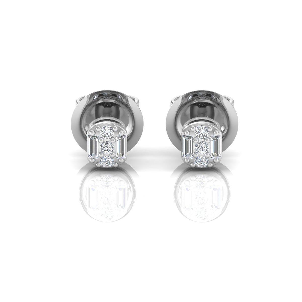 Modern 0.2 Carat SI Clarity HI Color Diamond Stud Earrings Solid 10k White Gold Jewelry For Sale