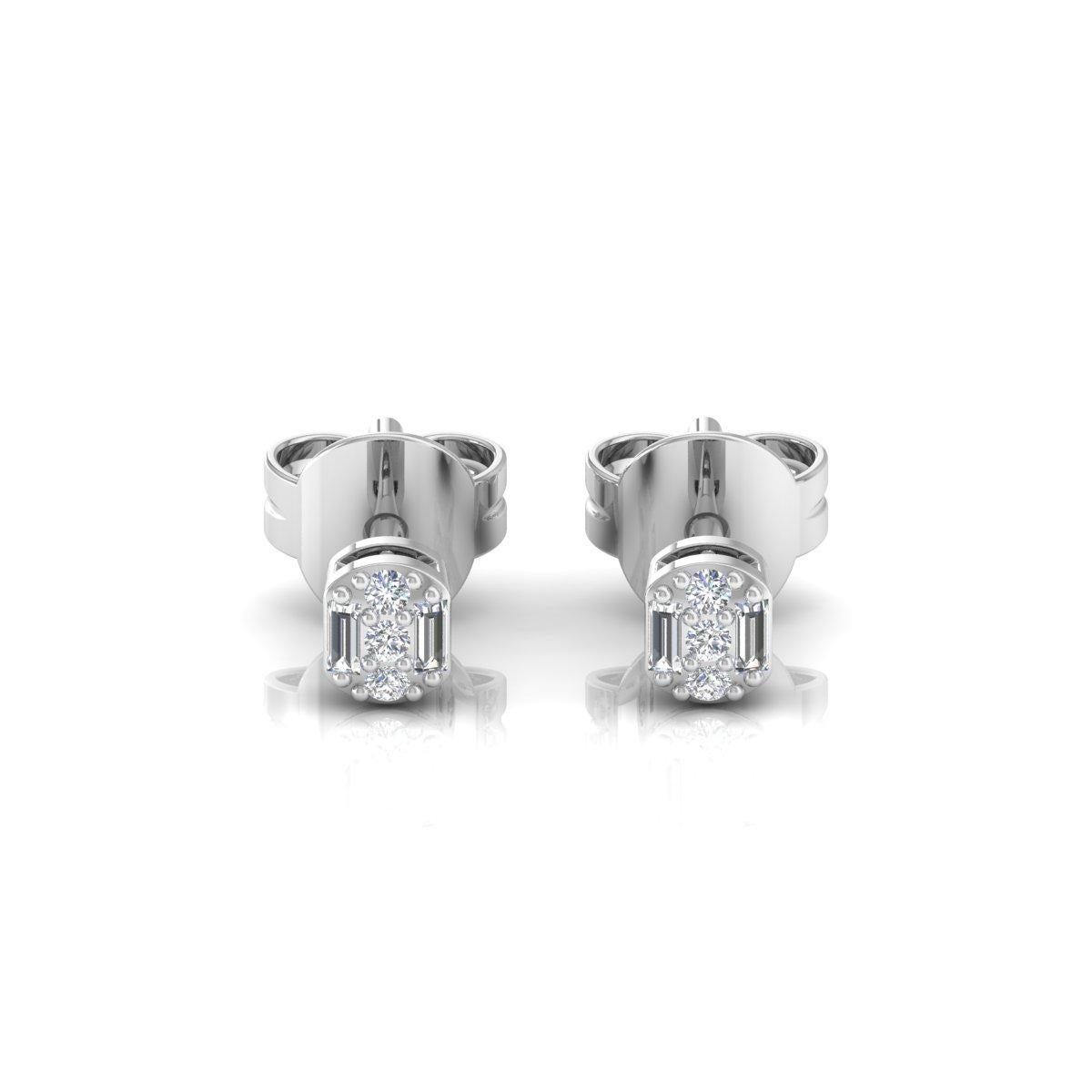 Women's 0.2 Carat SI Clarity HI Color Diamond Stud Earrings Solid 10k White Gold Jewelry For Sale