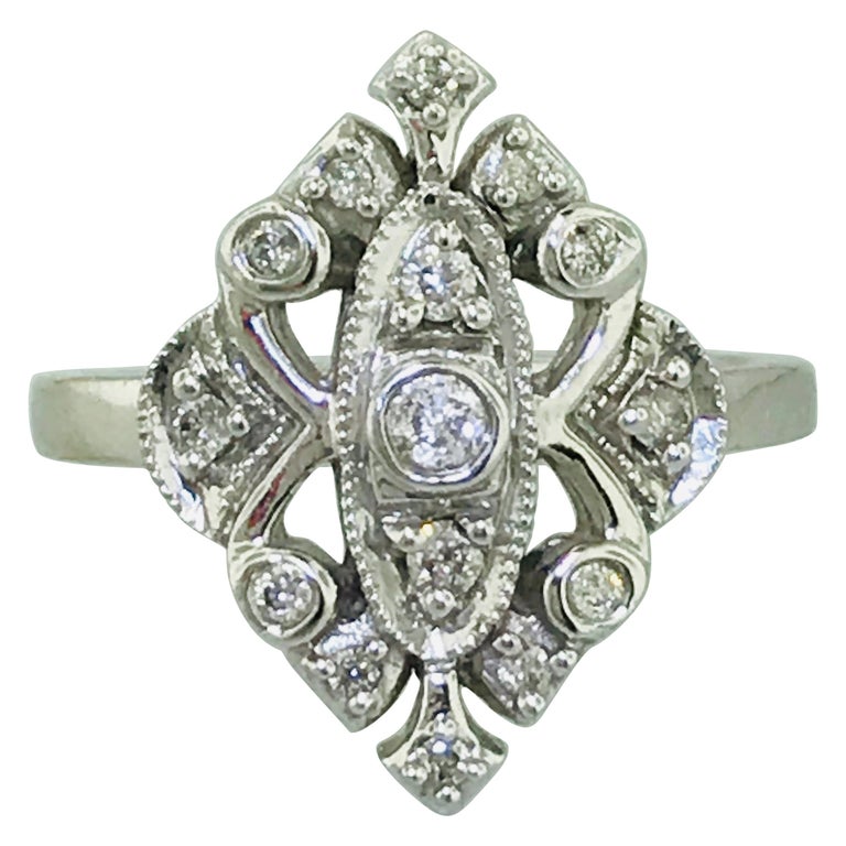 Estate Engagement Ring w Diamonds .20 Carat Total Diamond Weight Vintage  Design For Sale at 1stDibs | 1/5 karat, 5 carat diamond ring, 5 carat  engagement ring
