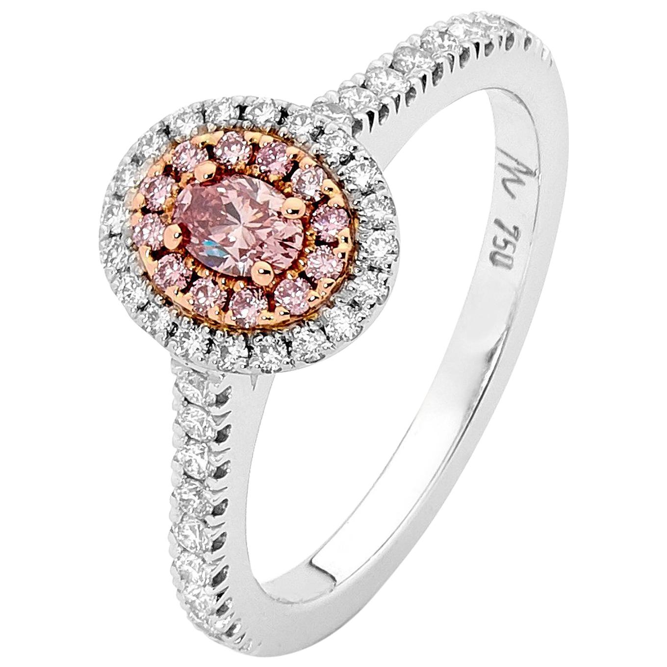 0.20 Carat Argyle Pink Diamond 18 Carat White and Rose Gold Diamond Ring  For Sale