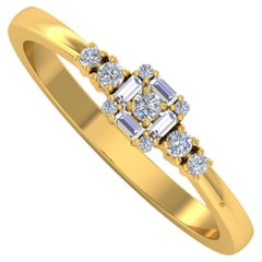 0.20 Carat Baguette Round Diamond Wedding Ring 18 Karat Yellow Gold Fine Jewelry