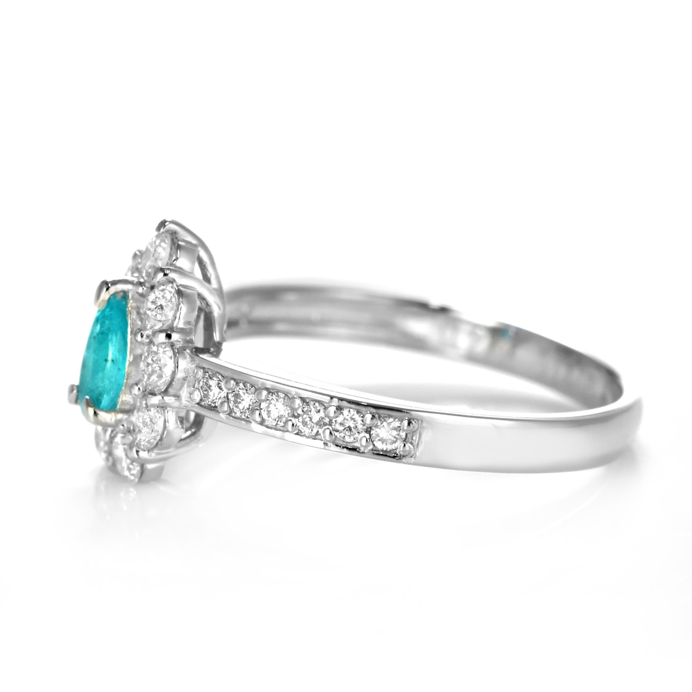 0.20 Carat Brazilian Paraiba Tourmaline and Diamond Ring Made in Platinum For Sale 8