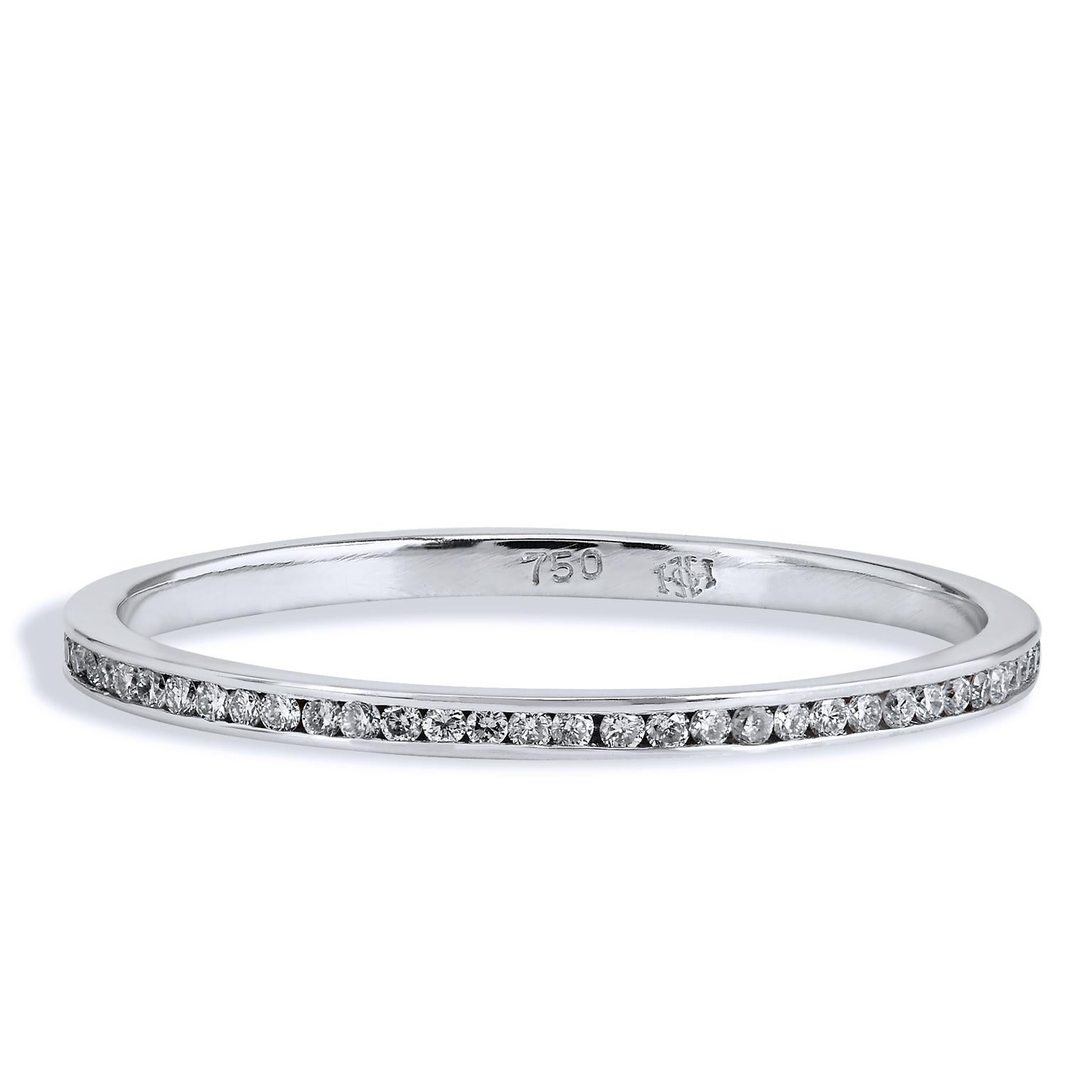 Round Cut 0.20 Carat Diamond Channel Set Band Ring 6.5 For Sale