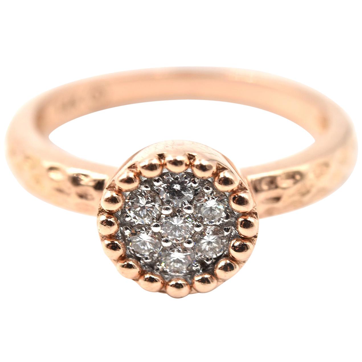 0.20 Carat Diamond Cluster 14 Karat Rose Gold Ring For Sale
