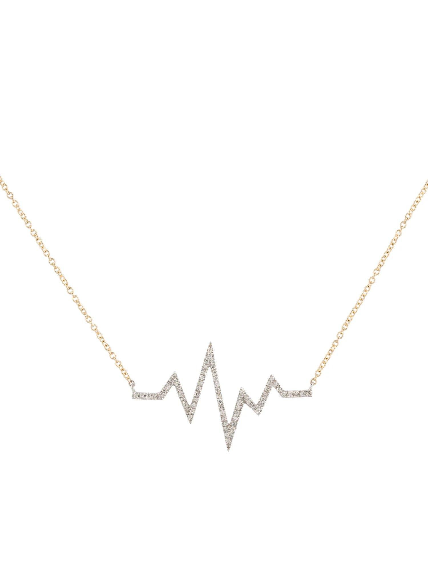 0.20 Carat Diamond Heartbeat Two Tone Pendant Necklace For Sale