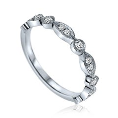 0.20 Carat Diamond Milgrain Wedding Band in 14k White Gold, Shlomit Rogel
