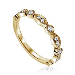 0.20 Carat Diamond Milgrain Wedding Band in 14k Yellow Gold, Shlomit Rogel