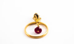 0.20 Carat Diamond Ruby Tsavorite Enamel Yellow Gold Elegant African Bust Ring