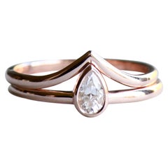 0,20 Karat Diamant-Tropfen-Ring mit Chevron-Roségold-Ring