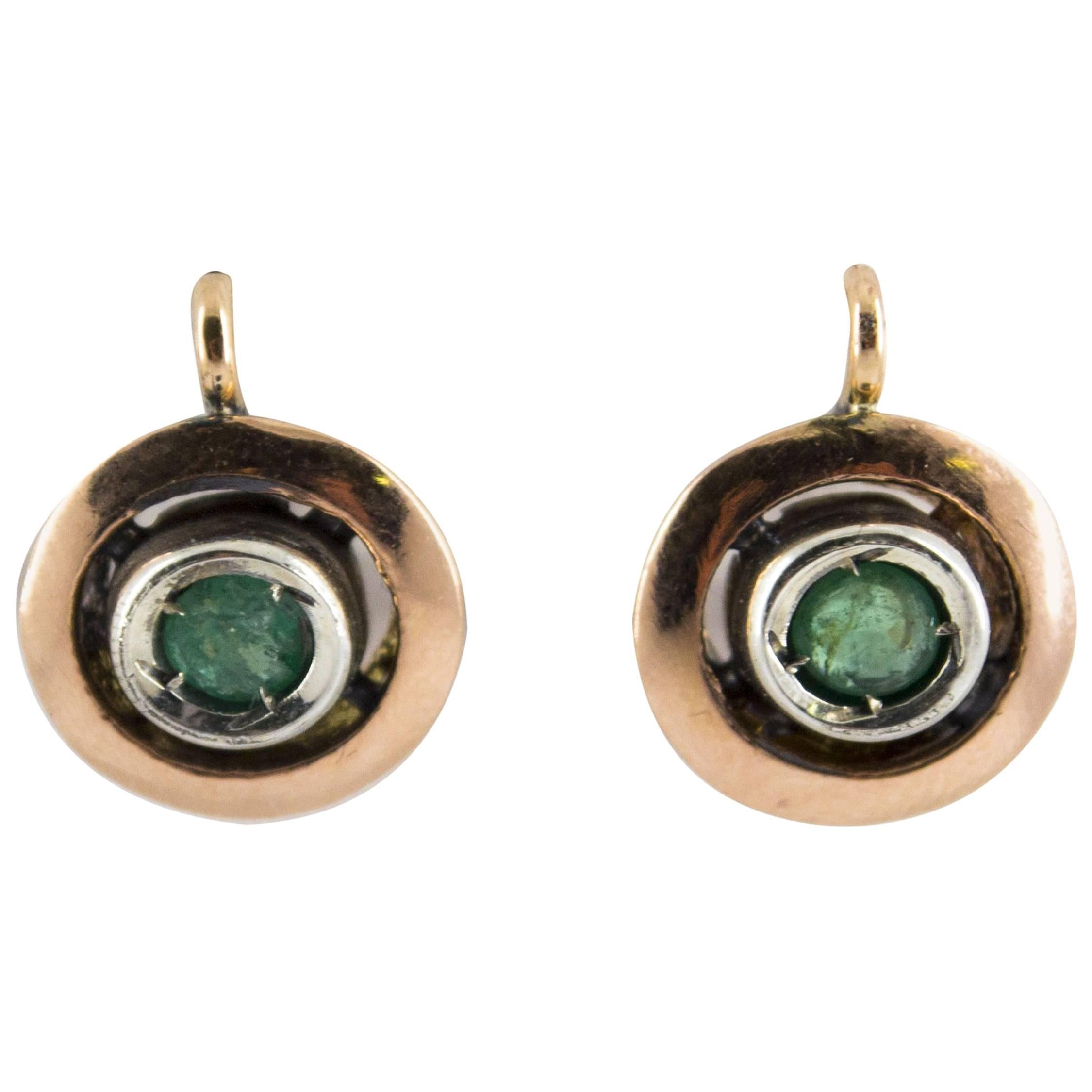 0.20 Carat Emerald Yellow Gold Sterling Silver Lever-Back Earrings