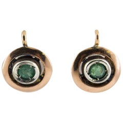 0.20 Carat Emerald Yellow Gold Sterling Silver Lever-Back Earrings