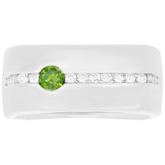 0.20 Carat Green Diamond and 0.33 Carat Diamond Men’s Ring