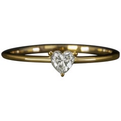 0.20 Carat Heart Shape Natural Diamond Solitaire Ring Setting in Yellow Gold