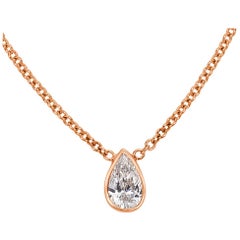 Mark Broumand - Ciondolo con diamante a forma di pera Love Water da 0,20 carati in oro rosa