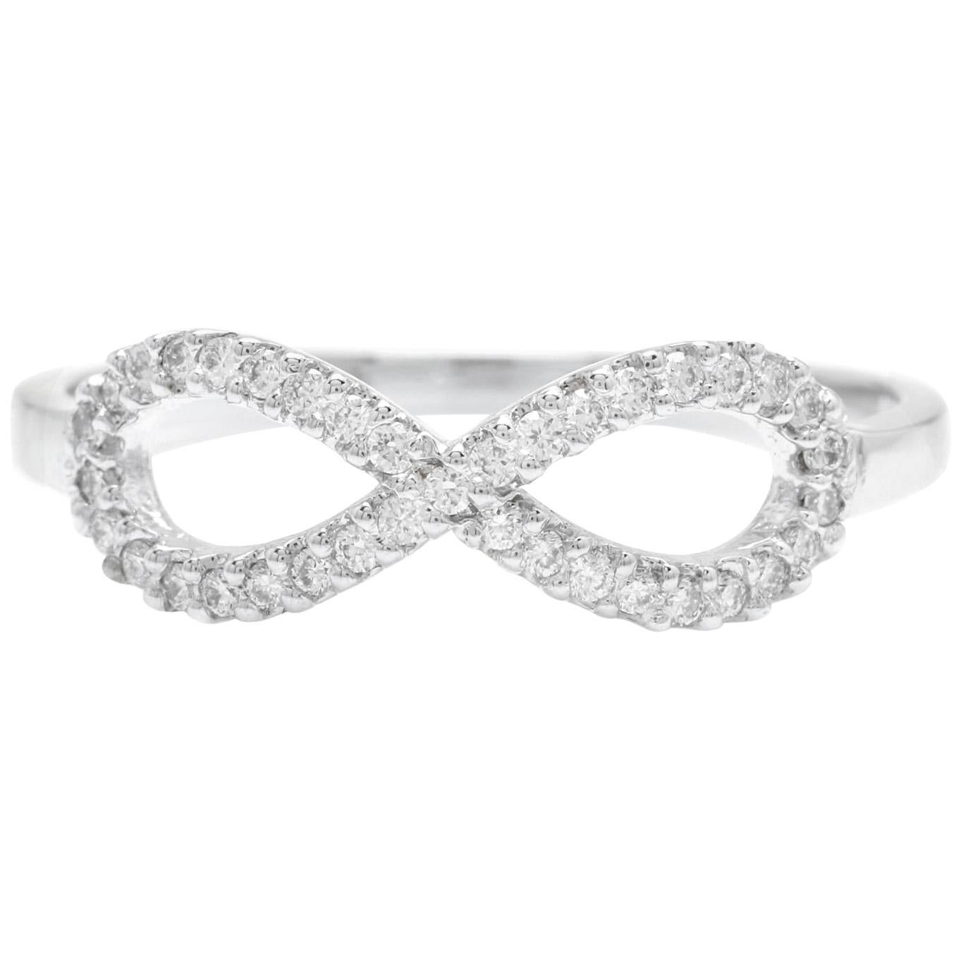 0.20 Carat Natural Diamond 14 Karat Solid White Gold Infinity Band Ring For Sale