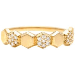 0.20 Carat Natural Diamond 14 Karat Solid Yellow Gold Band Ring