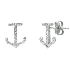 Pendientes Ancla Diamante Natural 0,20 Quilates G SI Oro Blanco 14K