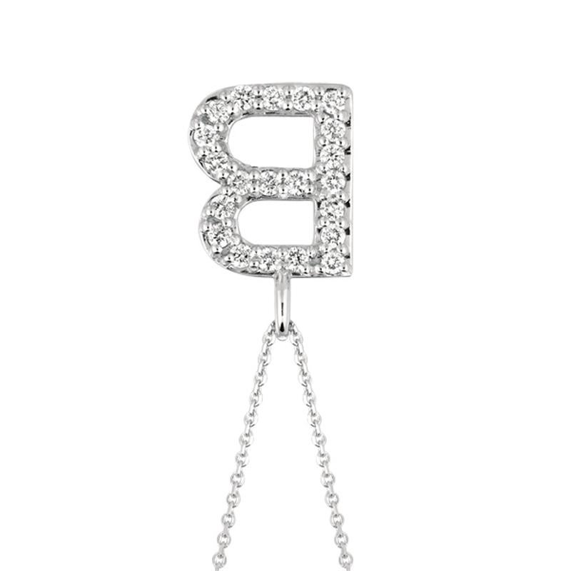 0,20 Karat natürlicher Diamant B Initial Halskette 14 Karat Weißgold G SI Kette (Zeitgenössisch) im Angebot