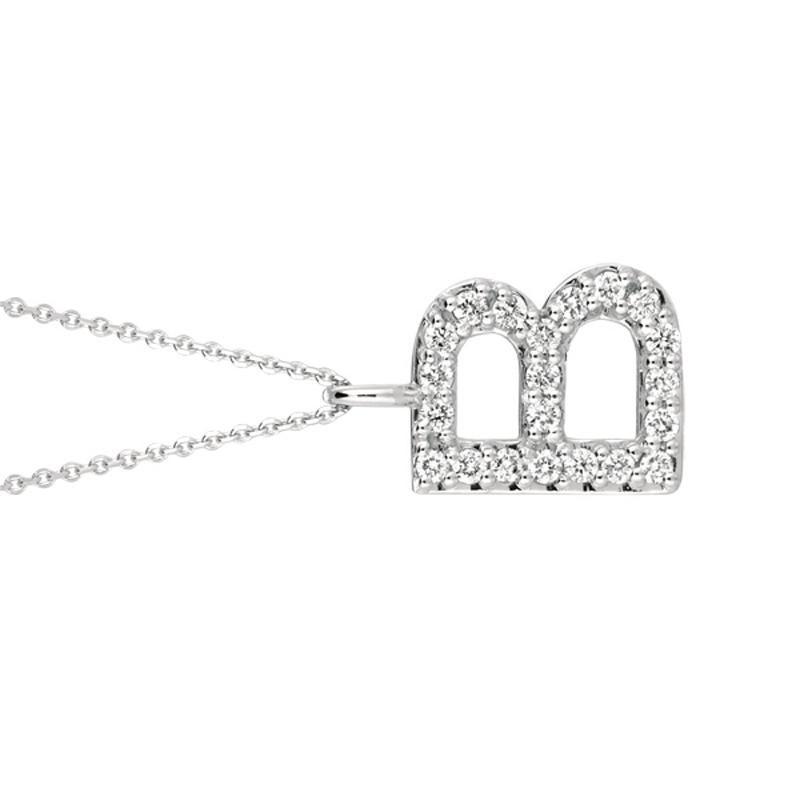 0,20 Karat natürlicher Diamant B Initial Halskette 14 Karat Weißgold G SI Kette (Rundschliff) im Angebot