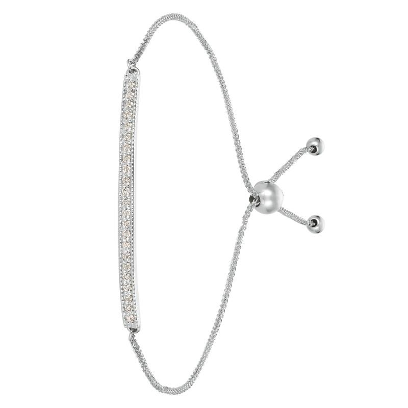 0.20 Carat Natural Diamond Bolo Bar Bracelet G SI 14K White Gold 7''

100% Natural Diamonds, Not Enhanced in any way Round Cut Diamond Bracelet
0.20CT
G-H
SI
14K White Gold, Pave Style 2.4 gram
7-8 inches adjustable length, 1/10 inch in width
23