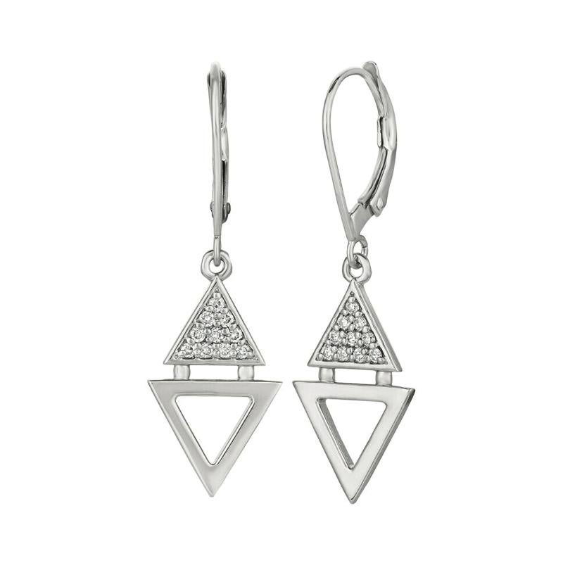 Boucles d'oreilles en or blanc 14 carats avec diamants naturels de 0,20 carat G SI