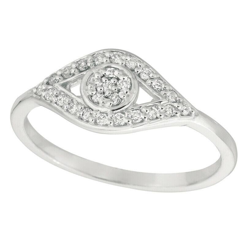 Im Angebot: 0,20 Karat natürlicher Diamant Eye Ring Band 14K Weißgold () 2