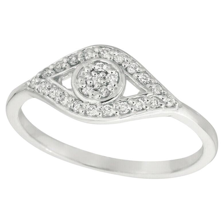 For Sale:  0.20 Carat Natural Diamond Eye Ring Band 14K White Gold