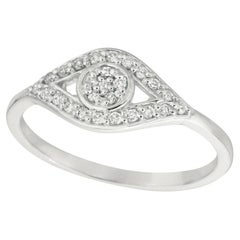 0.20 Carat Natural Diamond Eye Ring Band 14K White Gold
