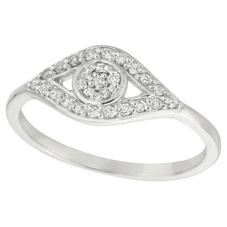 Eye Rings Diamond Customizable 0.20 Carat Natural Diamond Eye Ring Band 14K White Gold ...