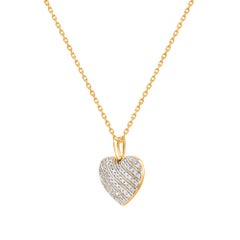 0.20 Carat Natural Diamond Heart Pendant Necklace 10K Yellow Gold