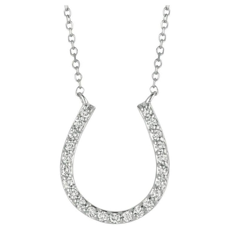 0,20 Karat natürlicher Diamant Hufeisen Halskette Anhänger 14K Weißgold  Kette im Angebot bei 1stDibs