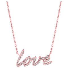 Collier pendentif d'amour en or rose 14 carats avec diamants naturels de 0,20 carat G SI