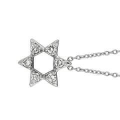 0.20 Carat Natural Diamond Star of David Necklace 14 Karat White Gold G SI Chain